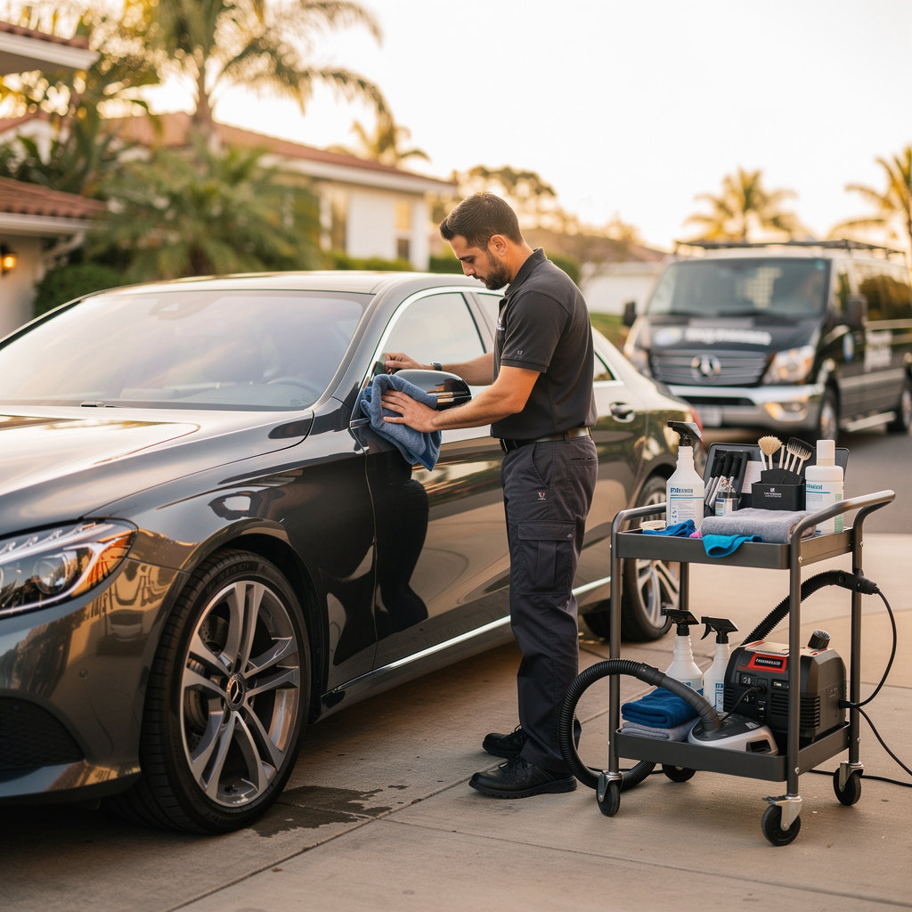 ALLY DETAIL professional mobile car detailing service at a customer's location in Santa Barbara, CA
